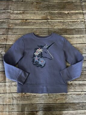 Jumping Beans Girls Size 6X Purple Sequin Unicorn Long Sleeve Sweatshirt